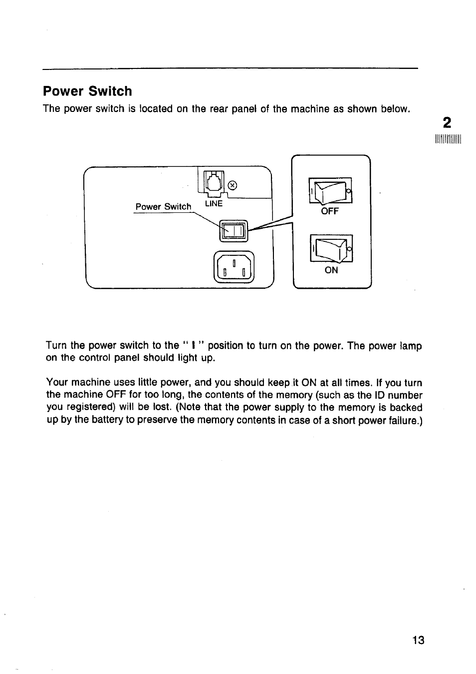 Power switch | Panasonic Panafax UF-130 User Manual | Page 13 / 72