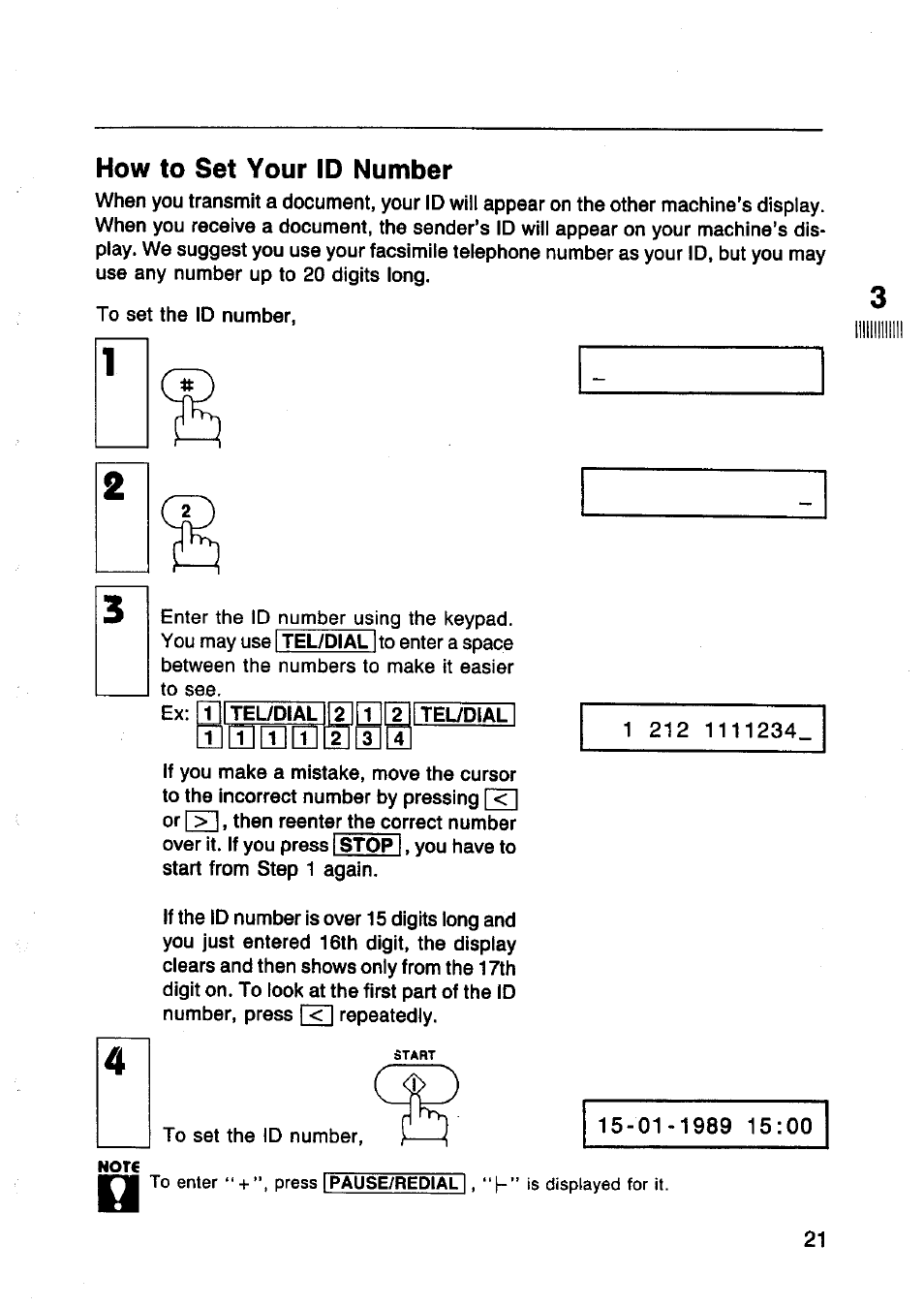 How to set your id number | Panasonic Panafax UF-130 User Manual | Page 21 / 72