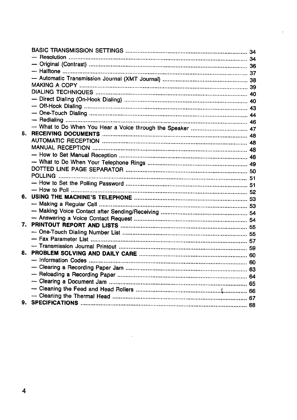Panasonic Panafax UF-130 User Manual | Page 4 / 72