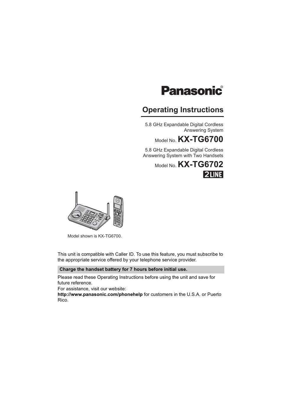 Panasonic KX-TG6700 User Manual | 72 pages