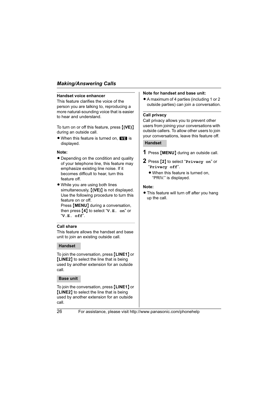 Panasonic KX-TG6700 User Manual | Page 26 / 72