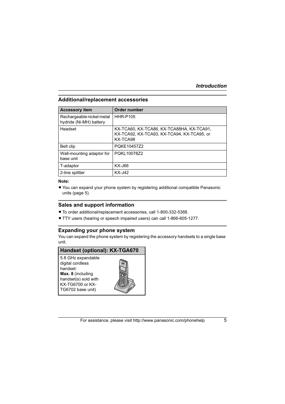 Panasonic KX-TG6700 User Manual | Page 5 / 72