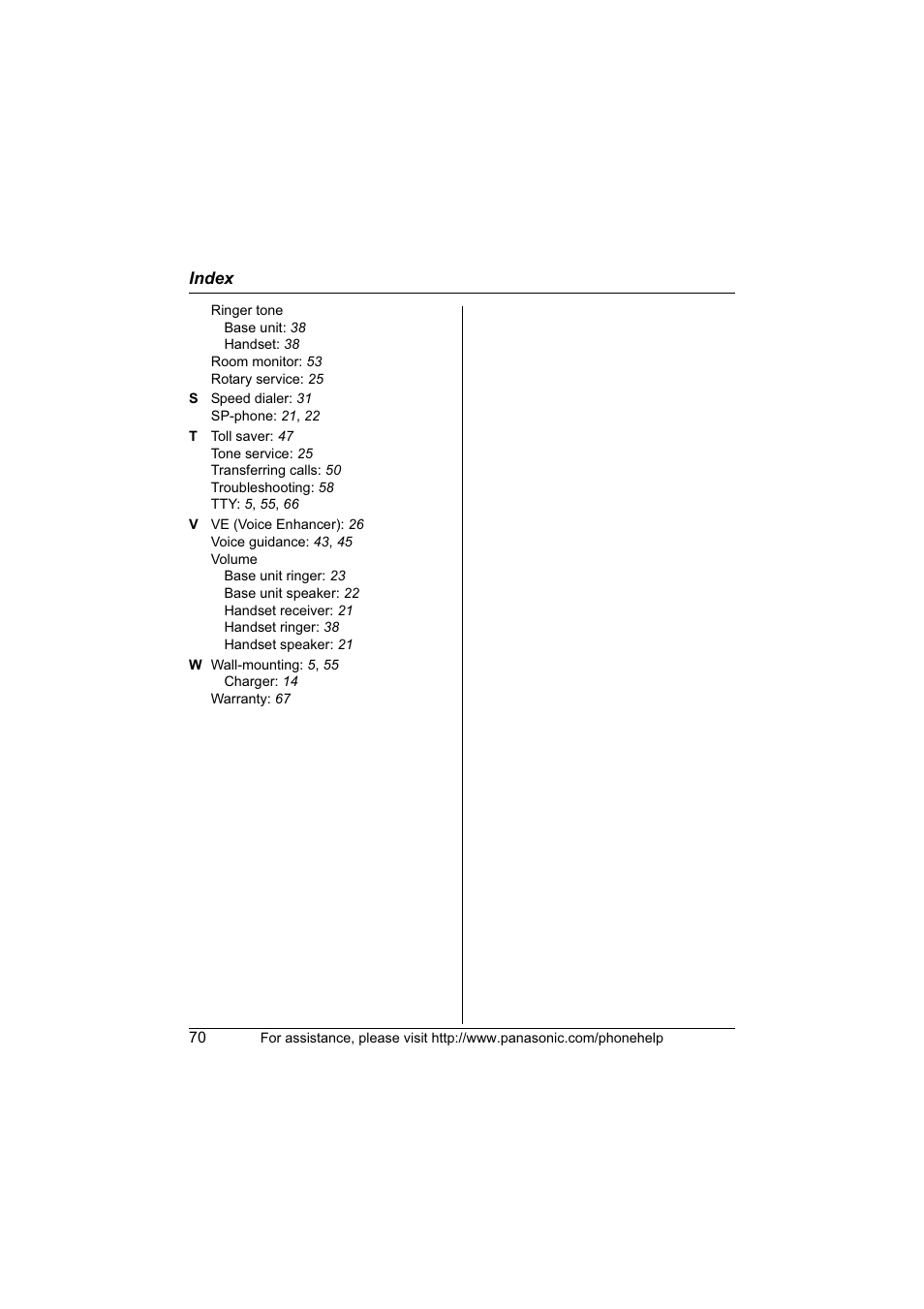 Panasonic KX-TG6700 User Manual | Page 70 / 72