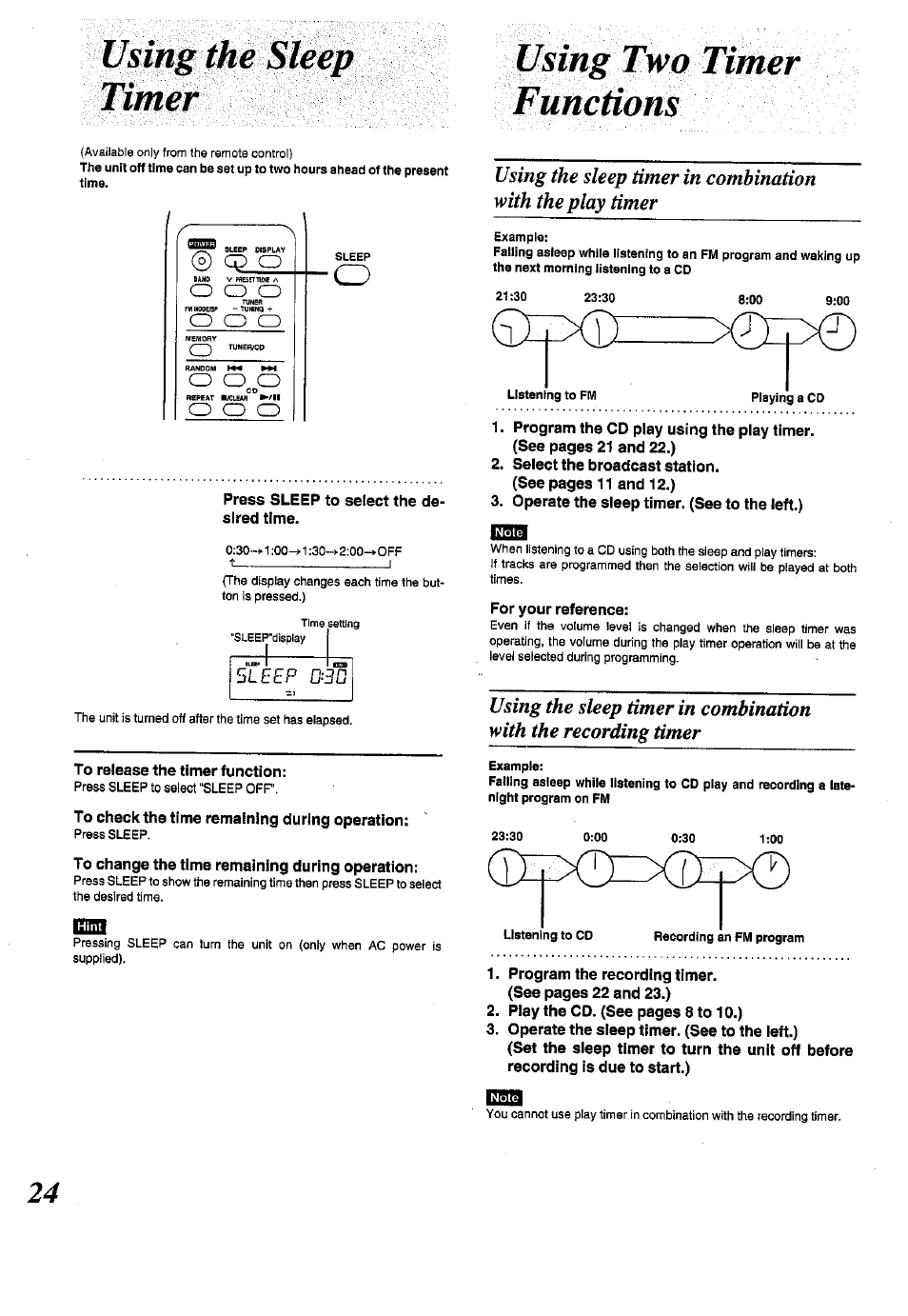 Using two timer functions, Id(irpo, Timer using two timer functions | Panasonic RX-ES50 User Manual | Page 24 / 32