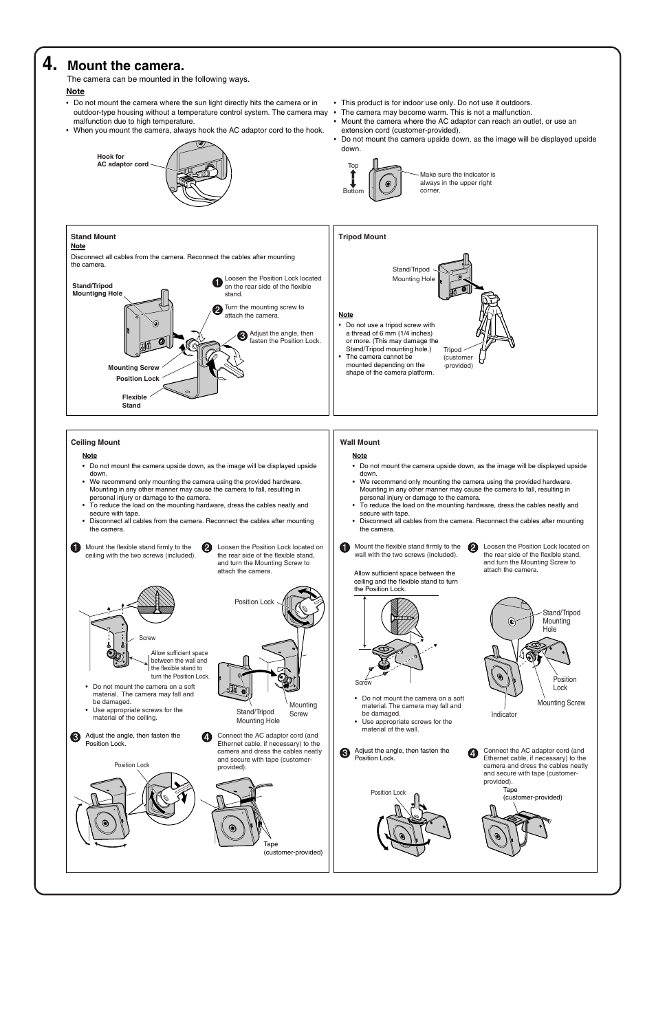 Mount the camera | Panasonic BL-C20A User Manual | Page 4 / 4