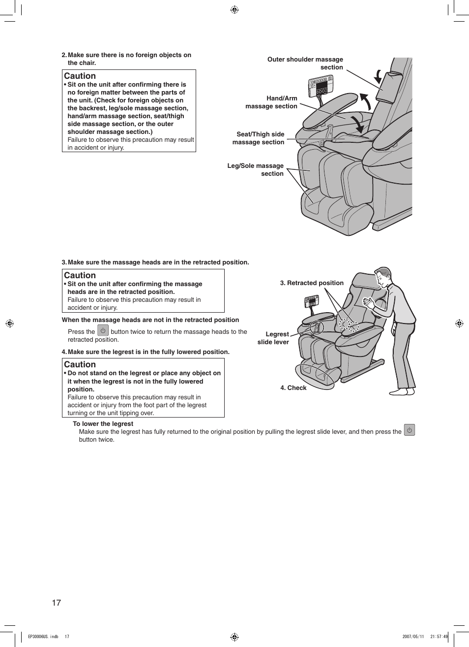 Caution | Panasonic EP30006 User Manual | Page 20 / 52