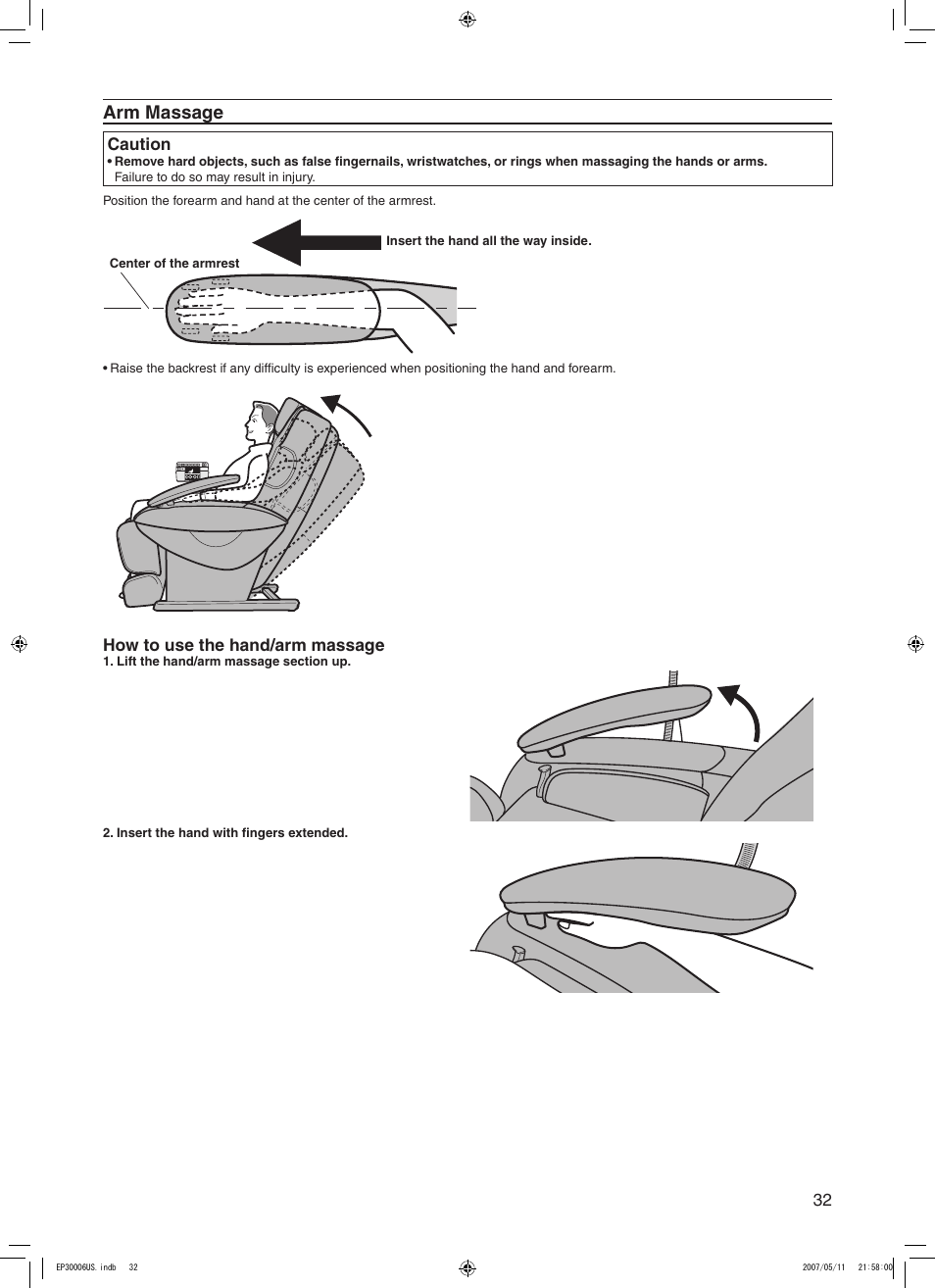 Arm massage | Panasonic EP30006 User Manual | Page 35 / 52