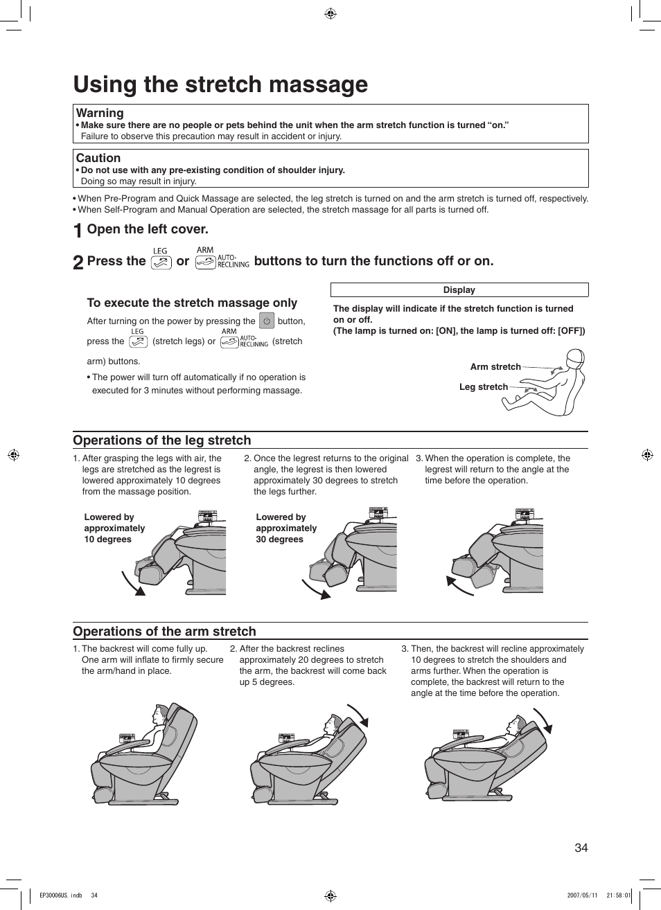 Using the stretch massage | Panasonic EP30006 User Manual | Page 37 / 52