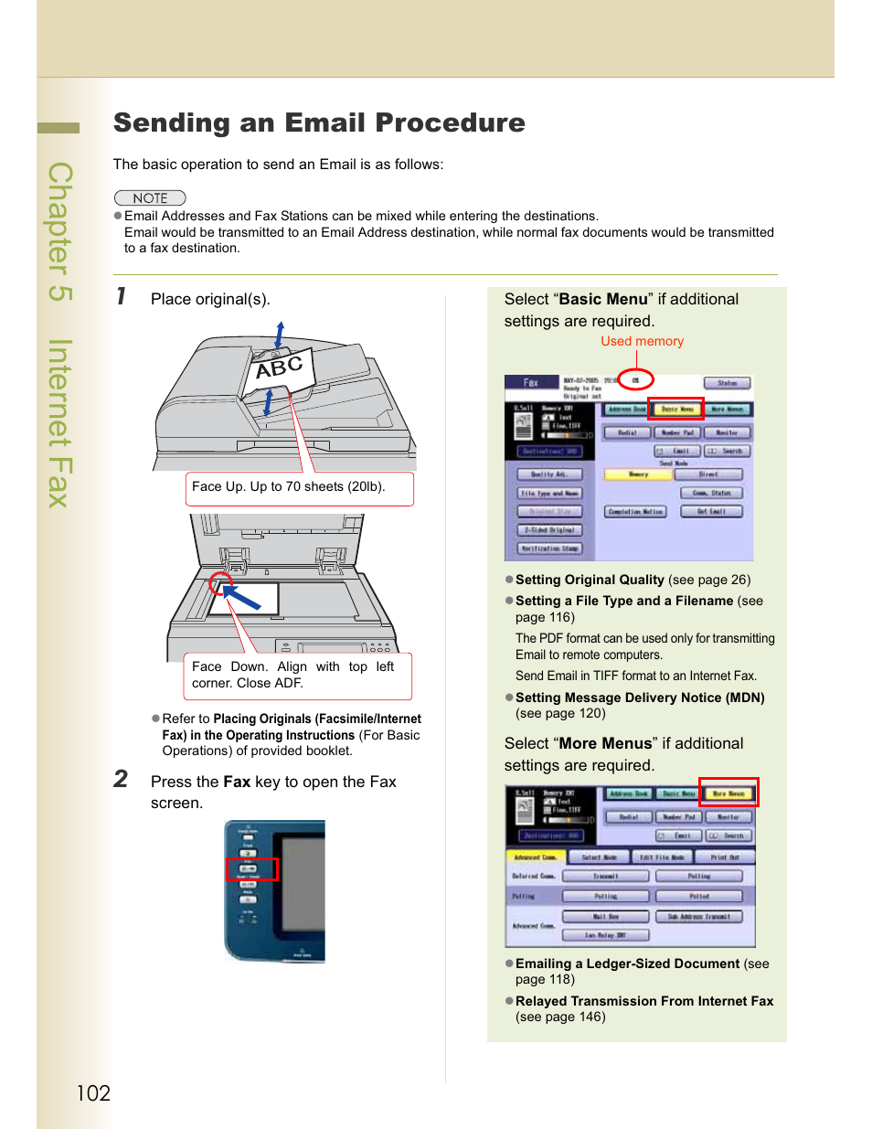 Chapter 5 internet fax, Sending an email procedure | Panasonic WORKIO DP-C262 User Manual | Page 102 / 148