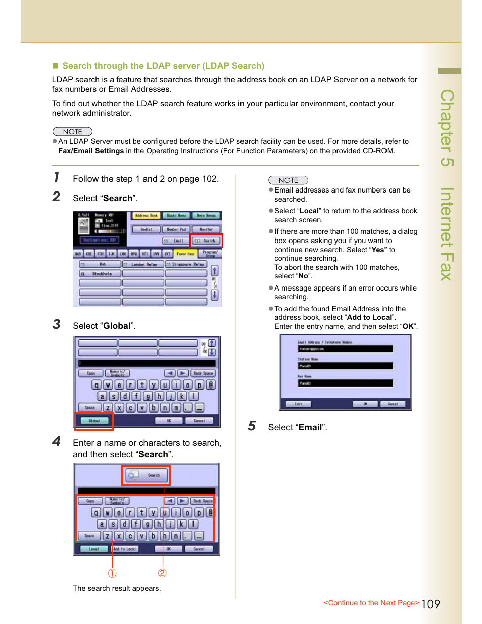 Chapter 5 internet fax | Panasonic WORKIO DP-C262 User Manual | Page 109 / 148