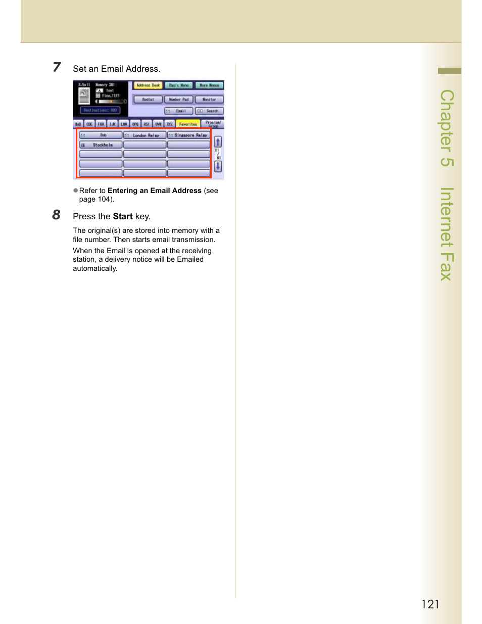 Chapter 5 internet fax | Panasonic WORKIO DP-C262 User Manual | Page 121 / 148