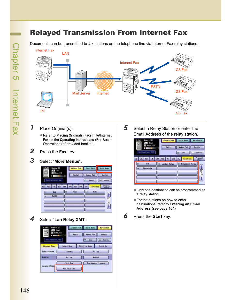 Chapter 5 internet fax, Relayed transmission from internet fax | Panasonic WORKIO DP-C262 User Manual | Page 146 / 148