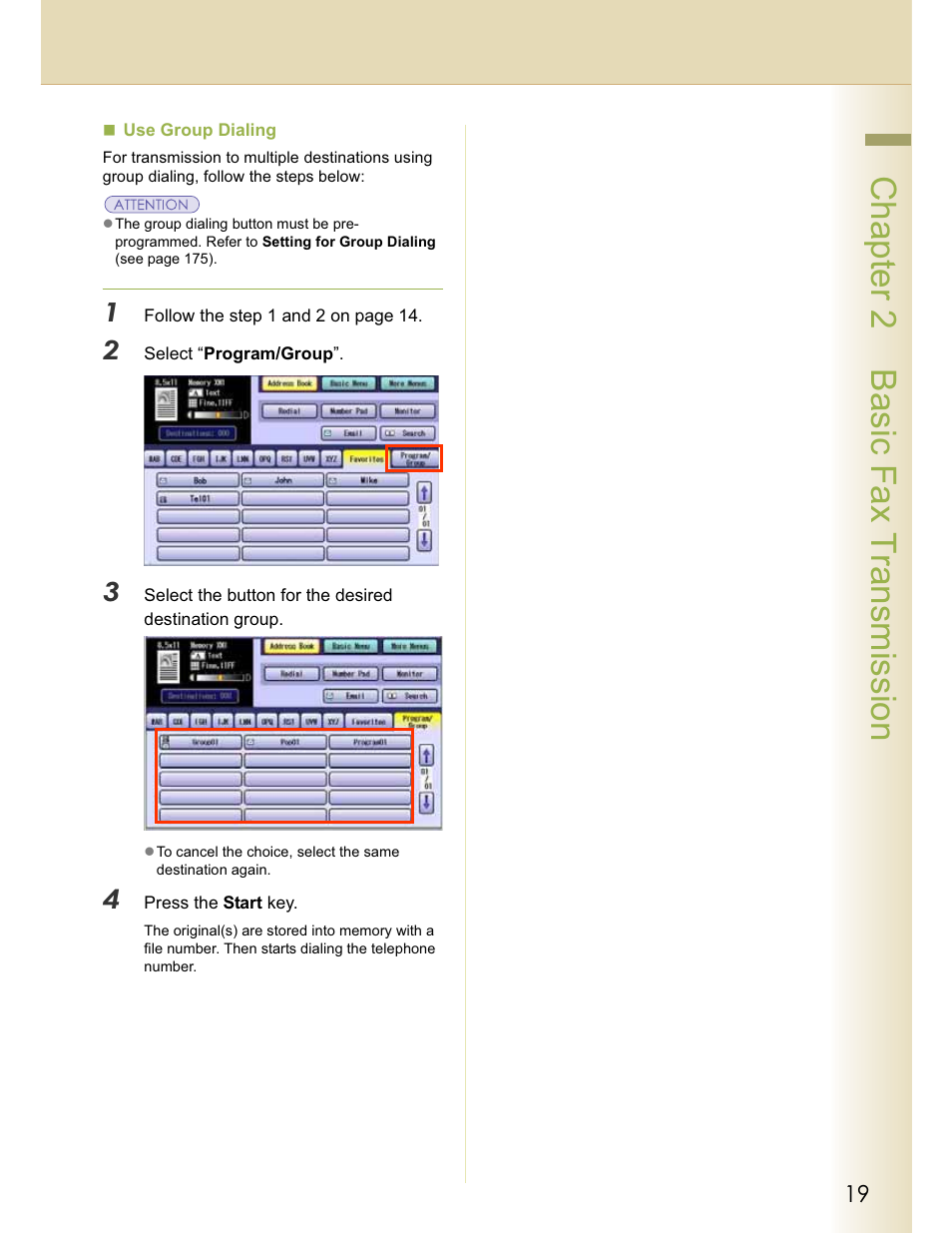 Chapter 2 basic fax transmission | Panasonic WORKIO DP-C262 User Manual | Page 19 / 148