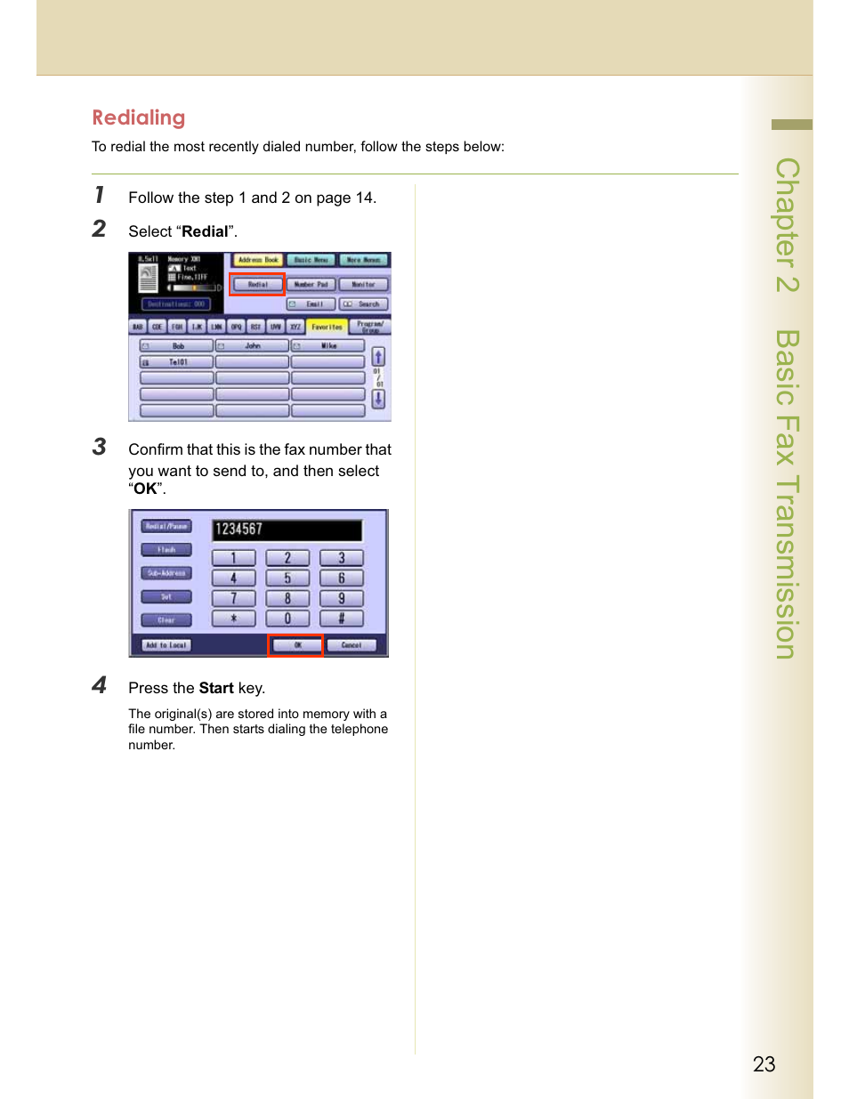 Chapter 2 basic fax transmission | Panasonic WORKIO DP-C262 User Manual | Page 23 / 148