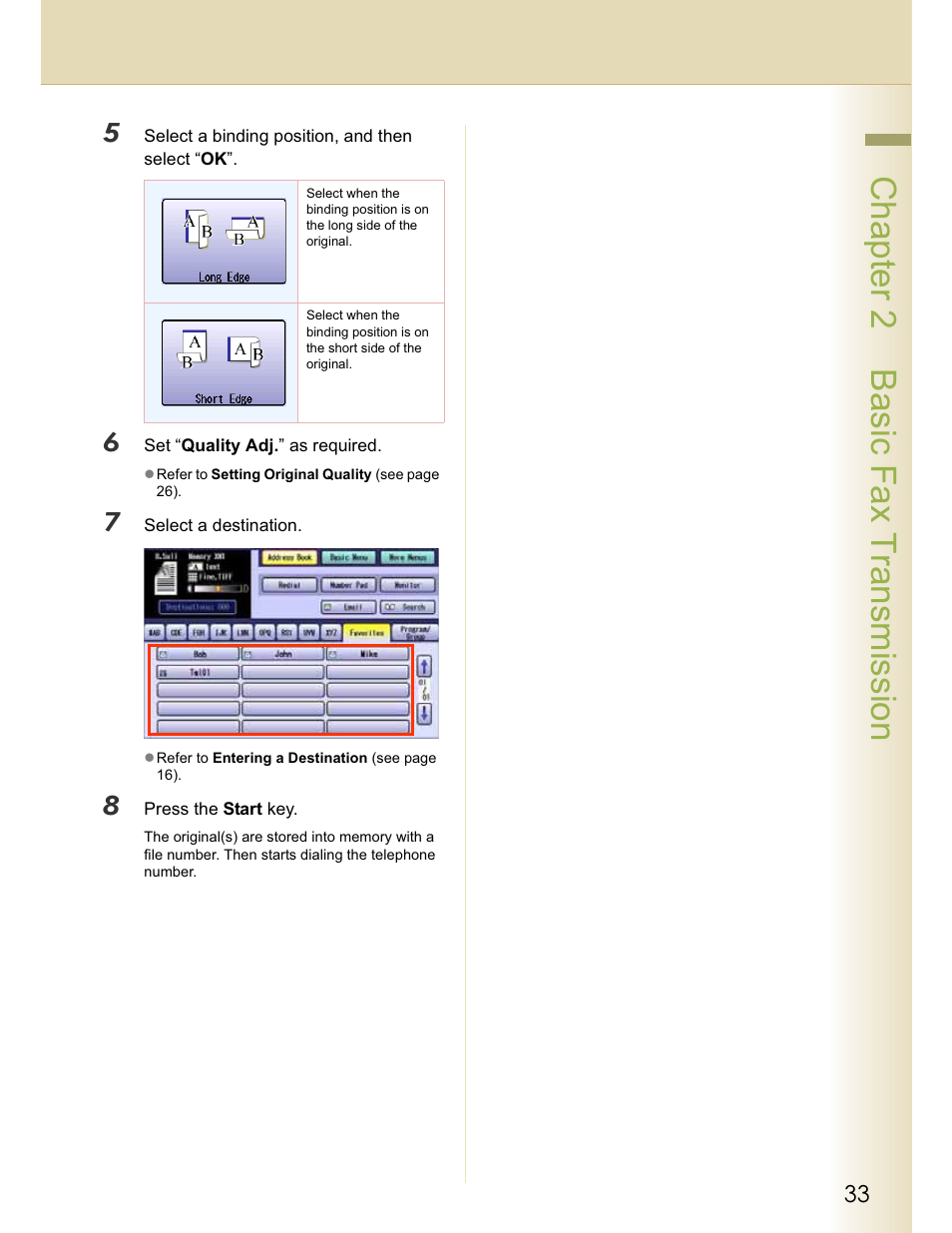 Chapter 2 basic fax transmission | Panasonic WORKIO DP-C262 User Manual | Page 33 / 148