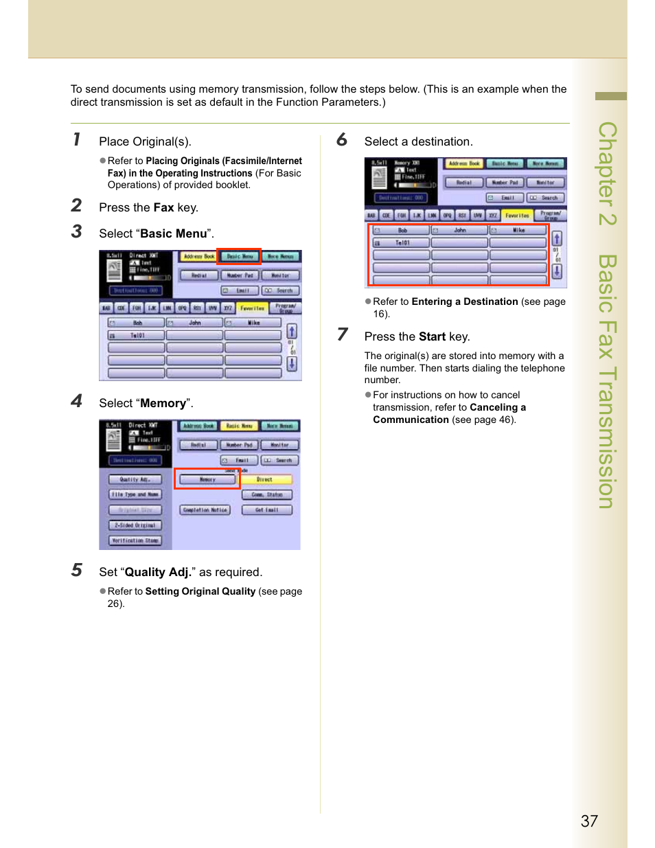 Chapter 2 basic fax transmission | Panasonic WORKIO DP-C262 User Manual | Page 37 / 148