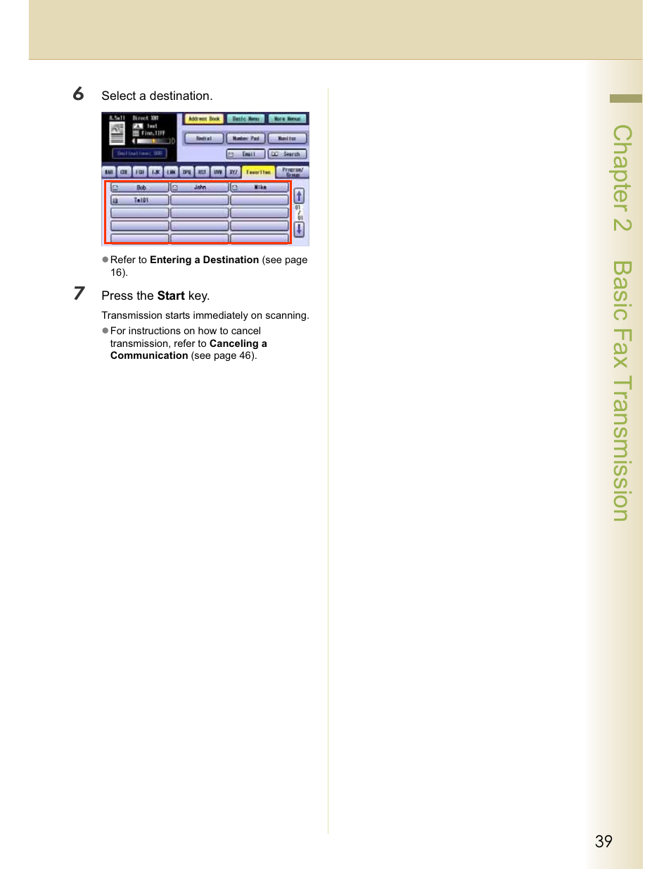 Chapter 2 basic fax transmission | Panasonic WORKIO DP-C262 User Manual | Page 39 / 148