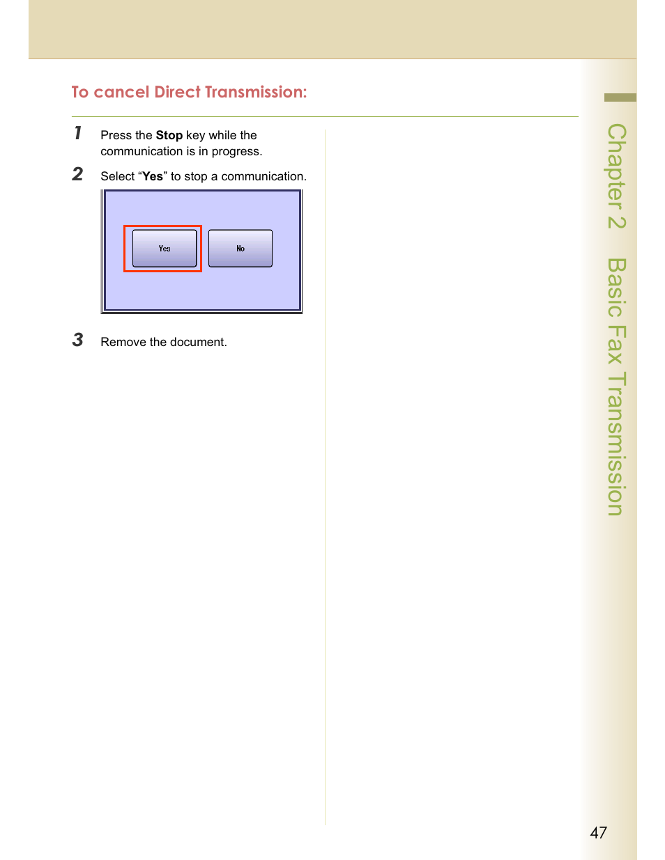 Chapter 2 basic fax transmission | Panasonic WORKIO DP-C262 User Manual | Page 47 / 148