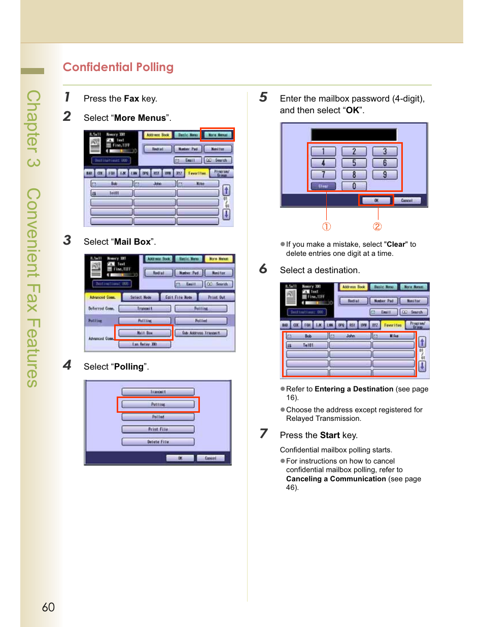 Chapter 3 convenient fax features, Confidential polling | Panasonic WORKIO DP-C262 User Manual | Page 60 / 148