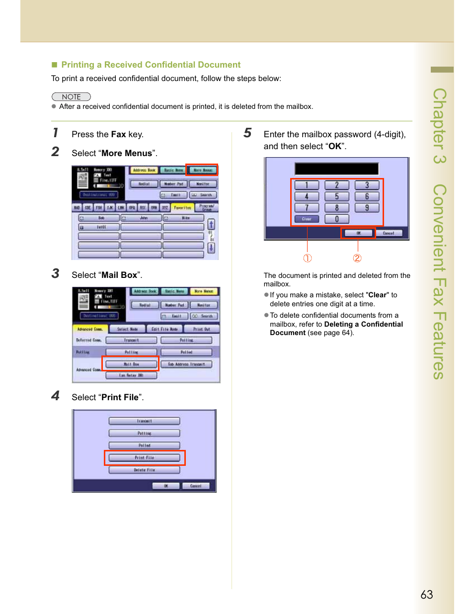 Chapter 3 convenient fax features | Panasonic WORKIO DP-C262 User Manual | Page 63 / 148