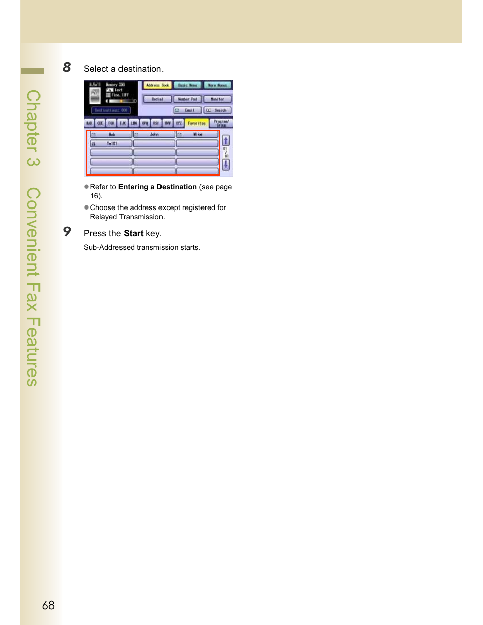 Chapter 3 convenient fax features | Panasonic WORKIO DP-C262 User Manual | Page 68 / 148