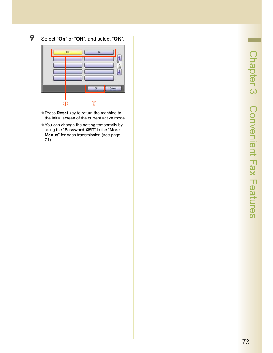 Chapter 3 convenient fax features | Panasonic WORKIO DP-C262 User Manual | Page 73 / 148
