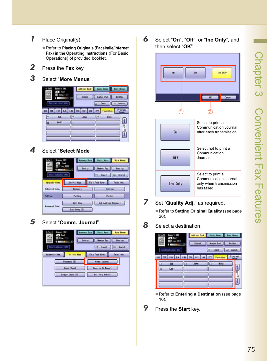 Chapter 3 convenient fax features | Panasonic WORKIO DP-C262 User Manual | Page 75 / 148