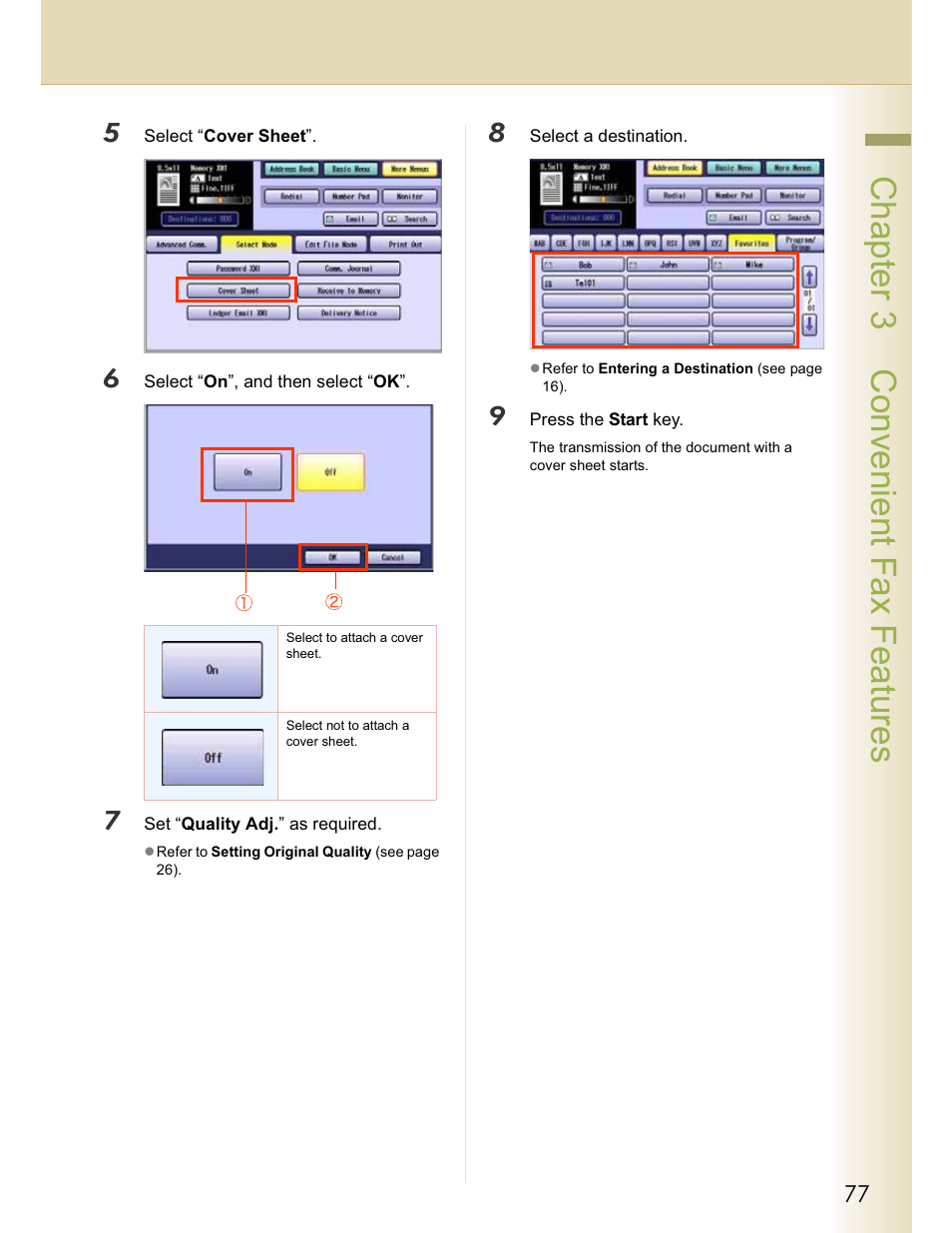 Chapter 3 convenient fax features | Panasonic WORKIO DP-C262 User Manual | Page 77 / 148