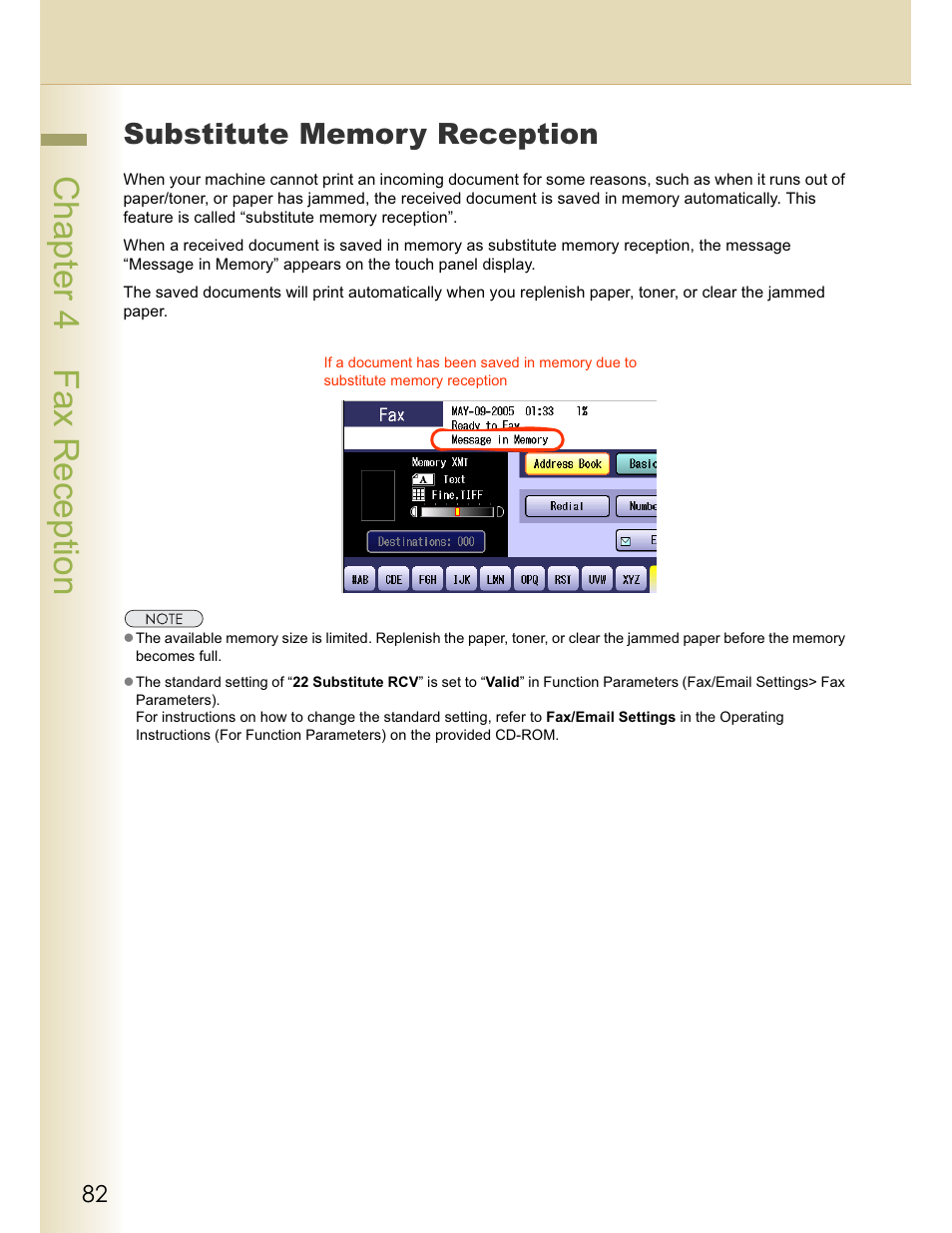 Chapter 4 fax reception | Panasonic WORKIO DP-C262 User Manual | Page 82 / 148