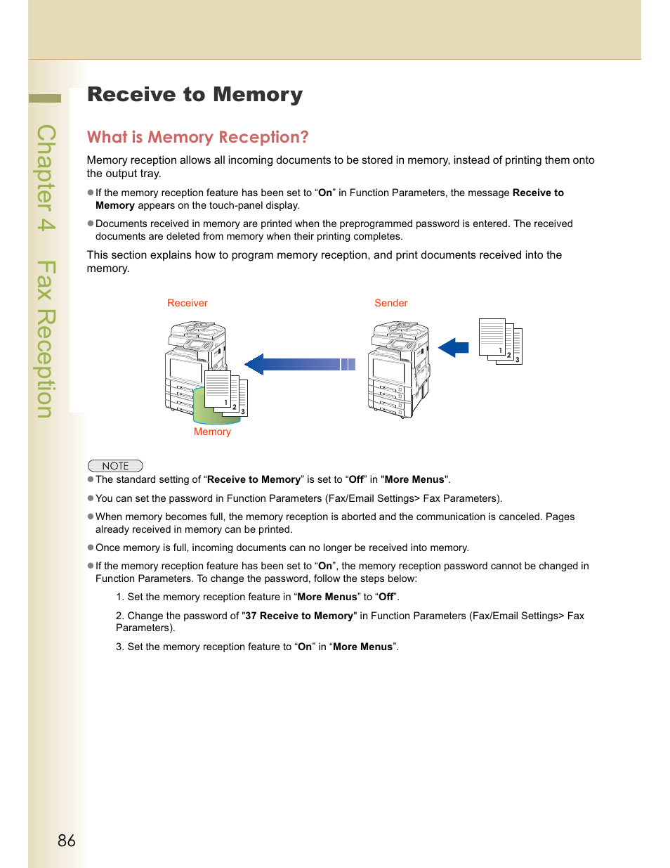 Chapter 4 fax reception | Panasonic WORKIO DP-C262 User Manual | Page 86 / 148