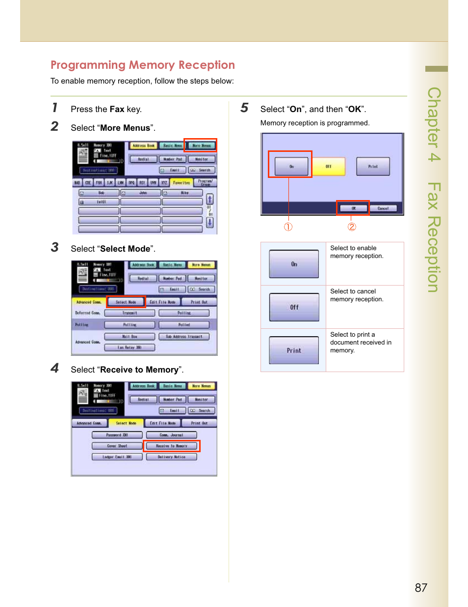 Chapter 4 fax reception | Panasonic WORKIO DP-C262 User Manual | Page 87 / 148
