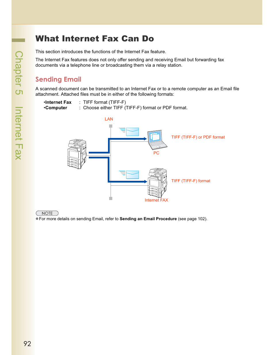 Chapter 5 internet fax, What internet fax can do, Sending email | Panasonic WORKIO DP-C262 User Manual | Page 92 / 148