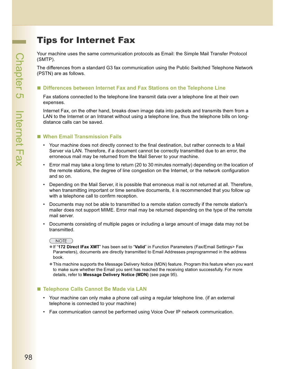 Chapter 5 internet fax, Tips for internet fax | Panasonic WORKIO DP-C262 User Manual | Page 98 / 148