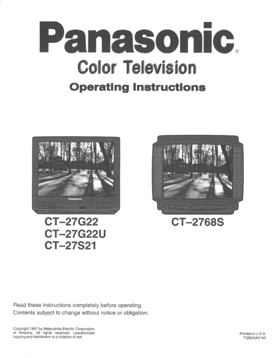 Panasonic CT-27G22 User Manual | 36 pages