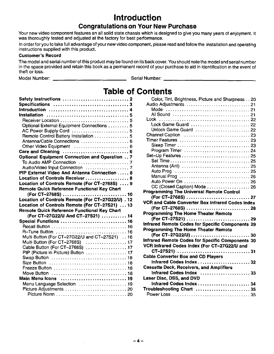 Panasonic CT-27G22 User Manual | Page 4 / 36