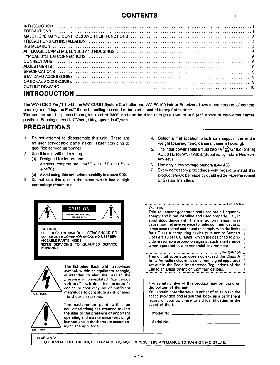 Introduction | Panasonic WV-7230D User Manual | Page 2 / 12