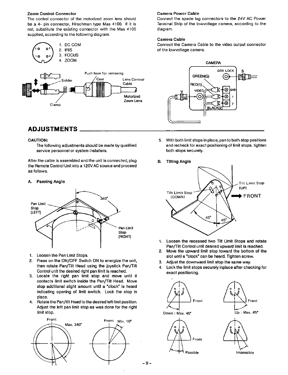 Adjustments | Panasonic WV-7230D User Manual | Page 9 / 12