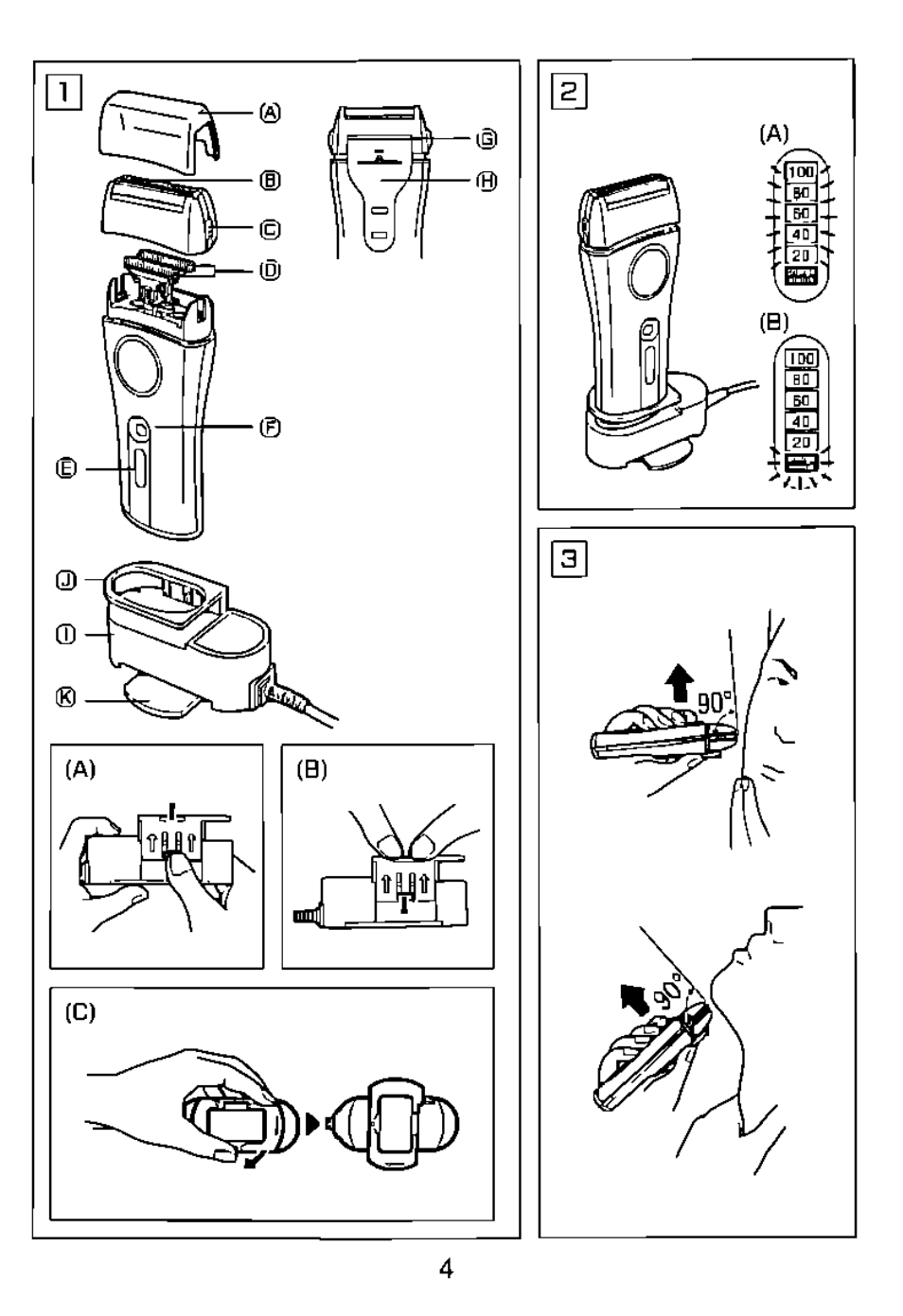 Panasonic Wet/Dry Rechargeable Shaver ES8056 User Manual | Page 4 / 17