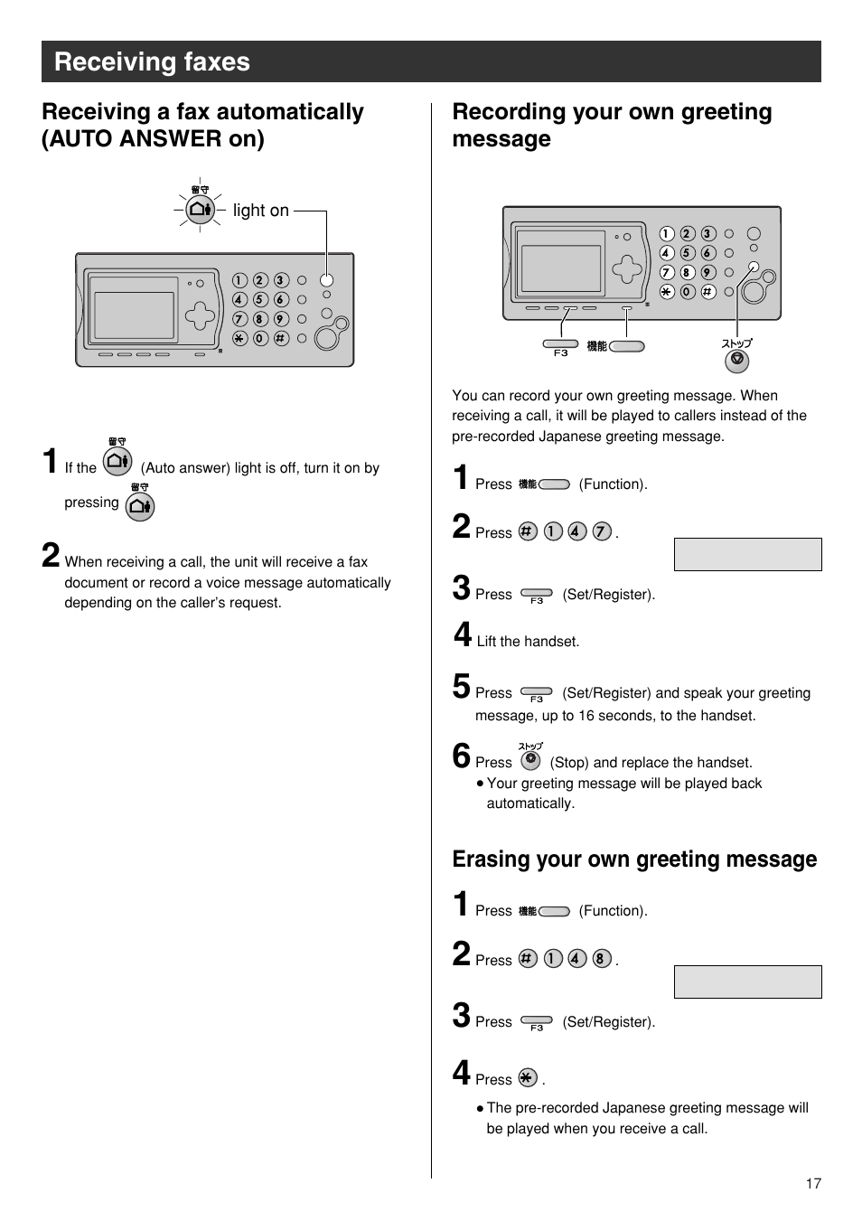 Receiving faxes | Panasonic KX-PW601DL User Manual | Page 17 / 24