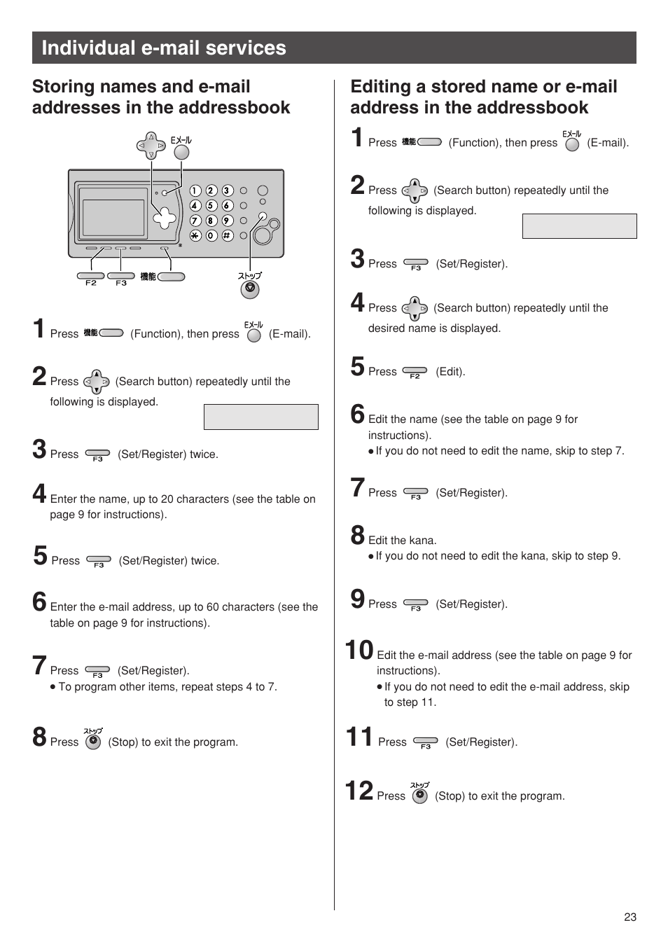 Individual e-mail services | Panasonic KX-PW601DL User Manual | Page 23 / 24