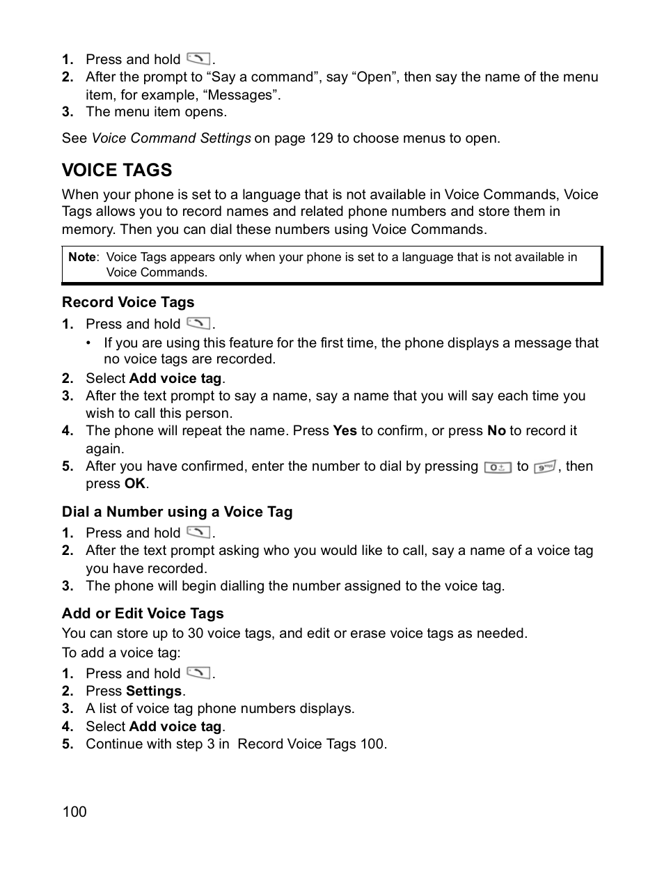 Voice tags | Panasonic X701 User Manual | Page 102 / 154