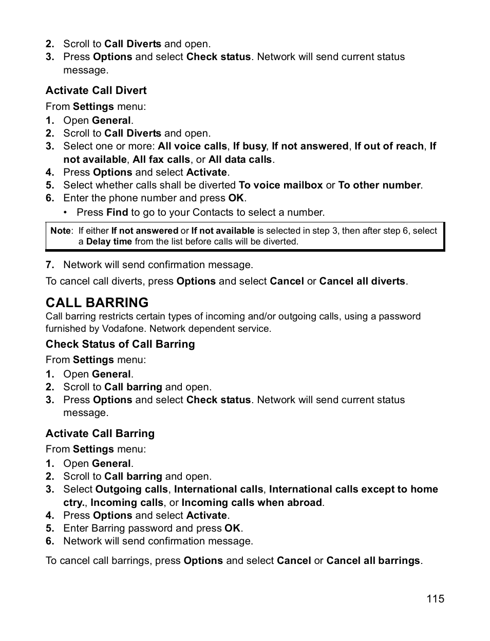 Call barring | Panasonic X701 User Manual | Page 117 / 154