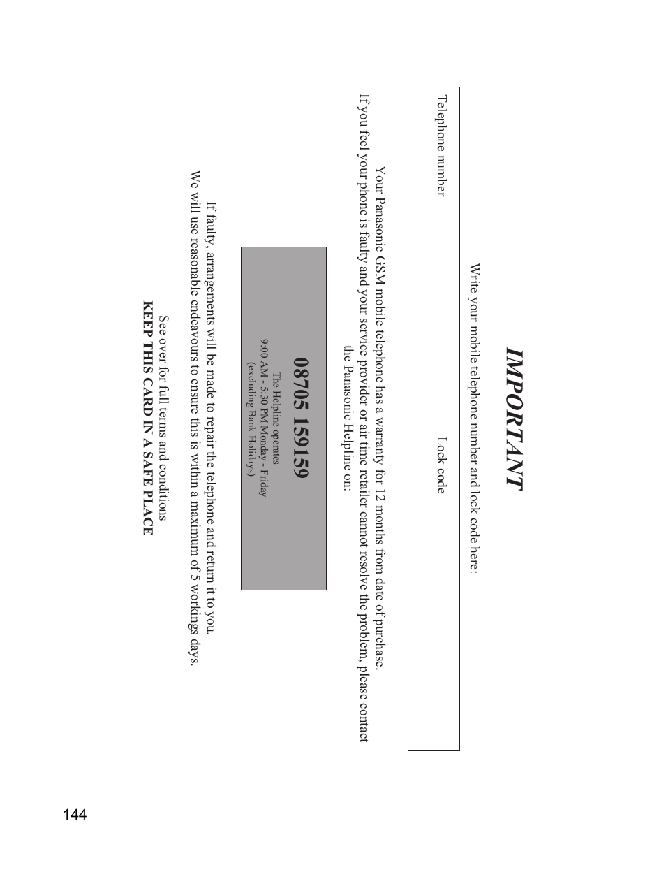 Important | Panasonic X701 User Manual | Page 146 / 154