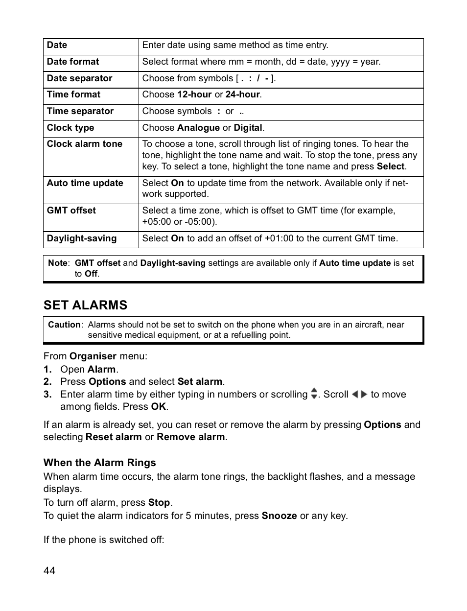 Set alarms | Panasonic X701 User Manual | Page 46 / 154