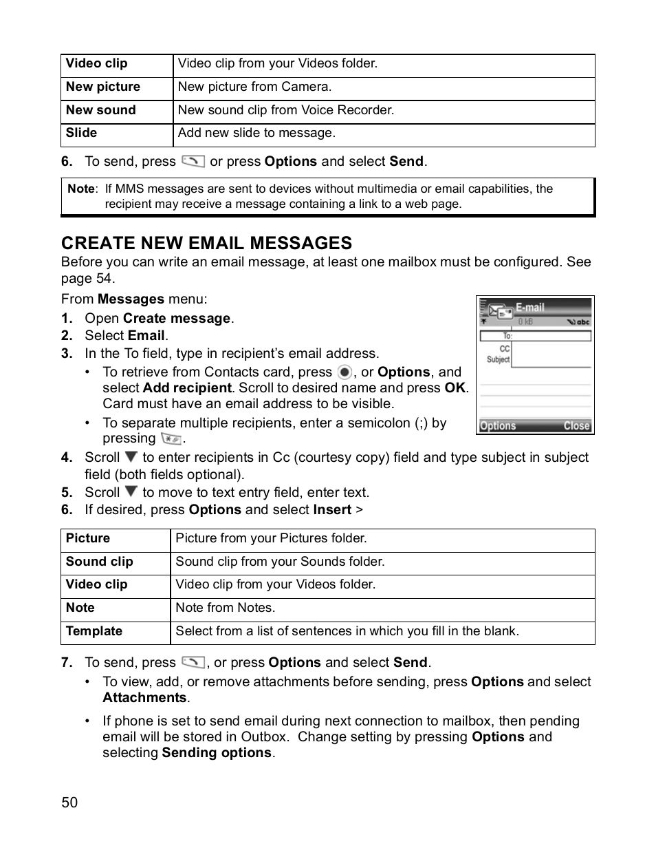 Create new email messages | Panasonic X701 User Manual | Page 52 / 154