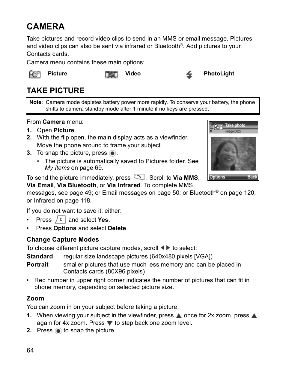 Camera, Take picture | Panasonic X701 User Manual | Page 66 / 154