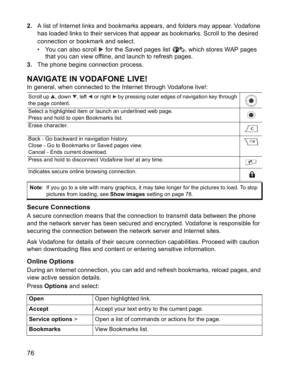 Navigate in vodafone live | Panasonic X701 User Manual | Page 78 / 154