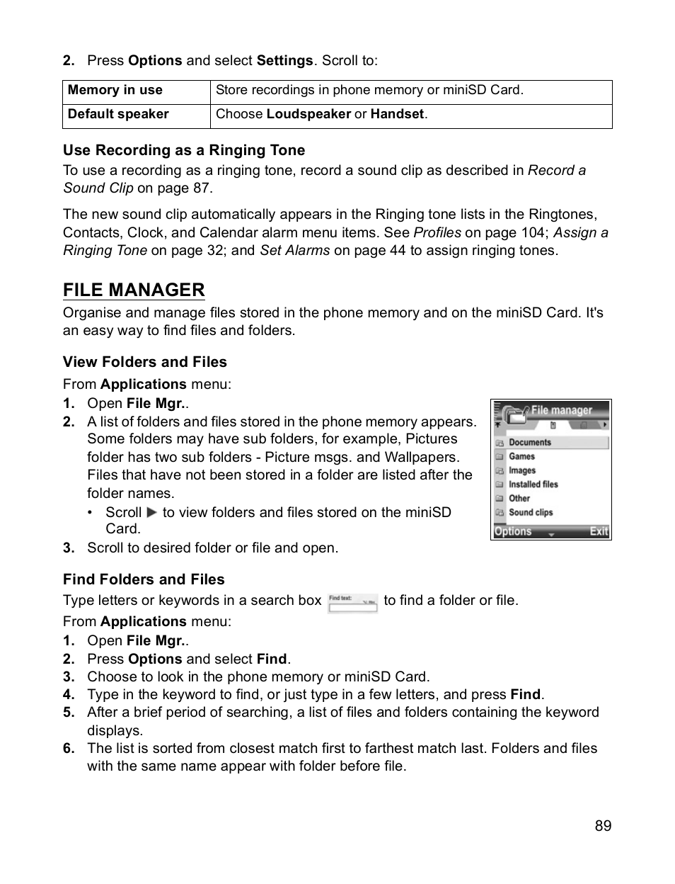 File manager | Panasonic X701 User Manual | Page 91 / 154