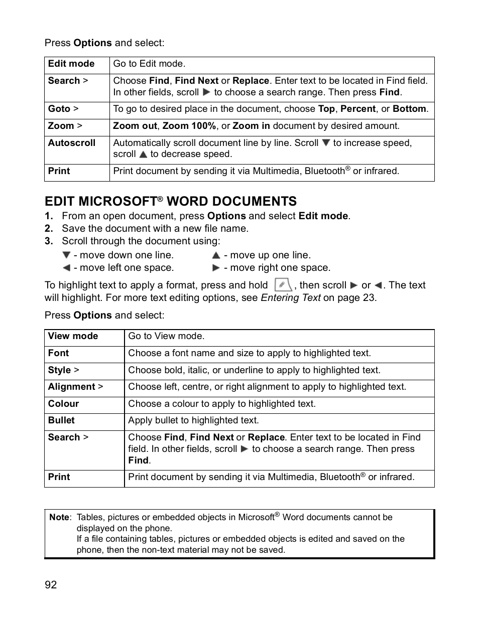 Edit microsoft® word documents, Edit microsoft, Word documents | Panasonic X701 User Manual | Page 94 / 154