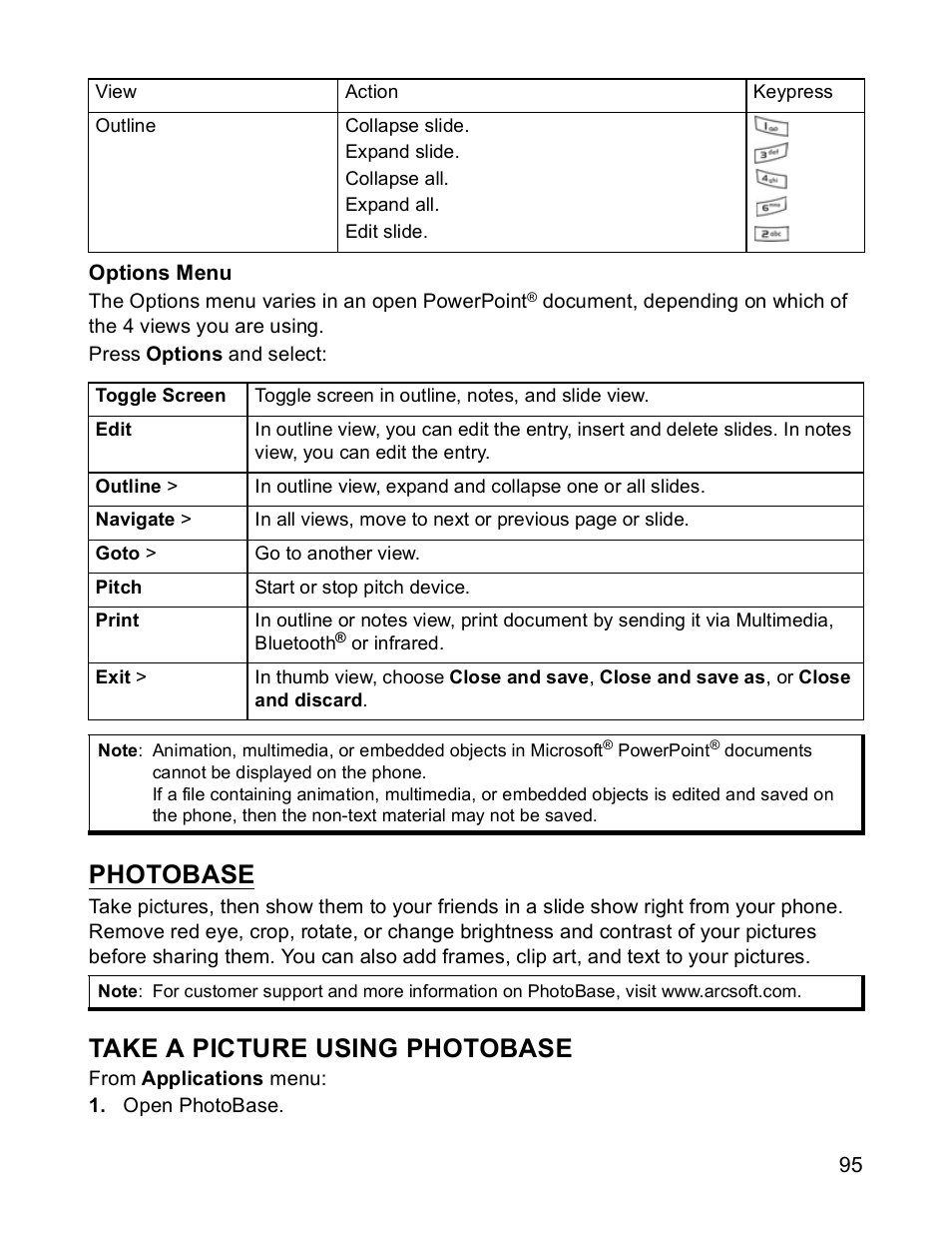 Take a picture using photobase, Photobase | Panasonic X701 User Manual | Page 97 / 154